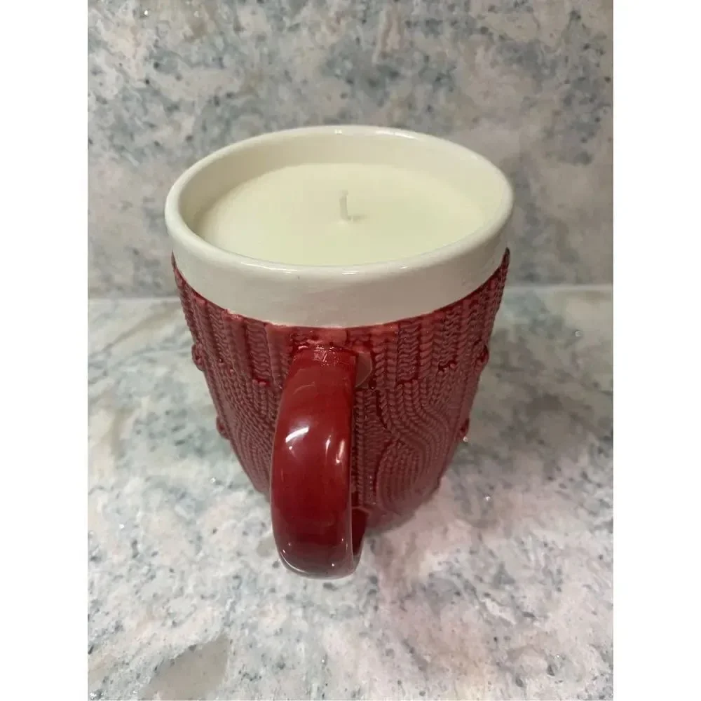 Red Cable Knit Sweater Candle Mug